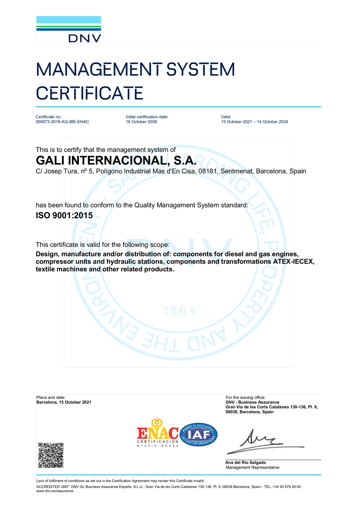 Gali International certification ISO-9001